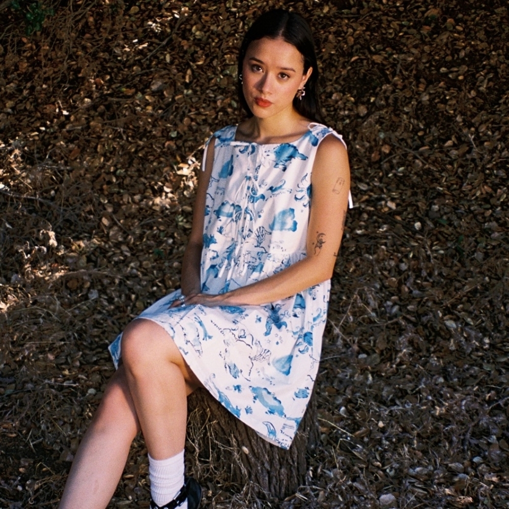 Teddy Fresh Cat & Cherub Sky Tie Mini Dress